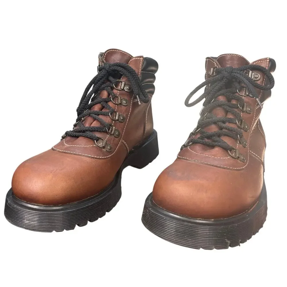 Vintage Dr. Martens Made In England Brown Chunky Hiker Boots UK 9 US M 10 W 11